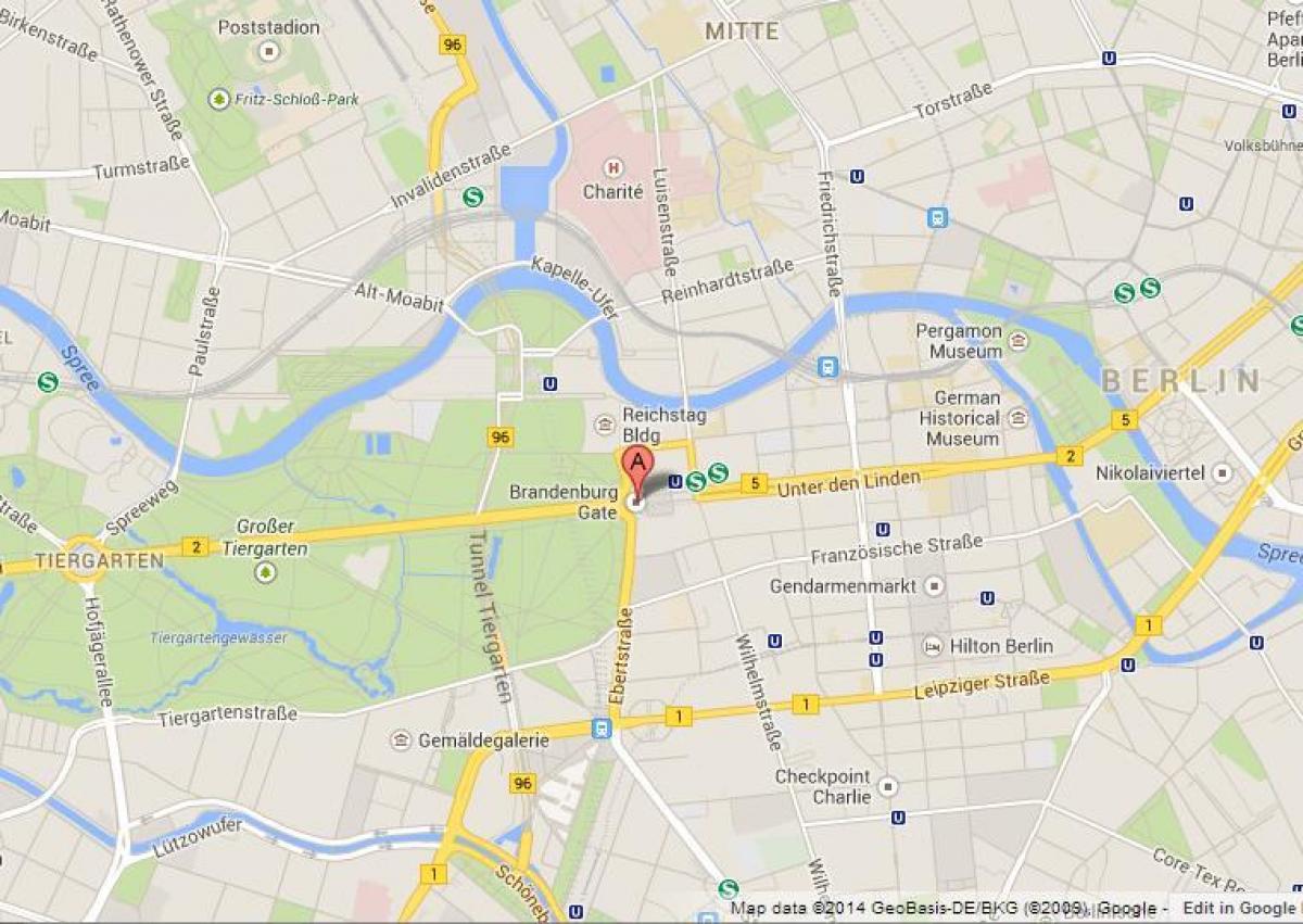 mappa della porta di brandeburgo di berlino