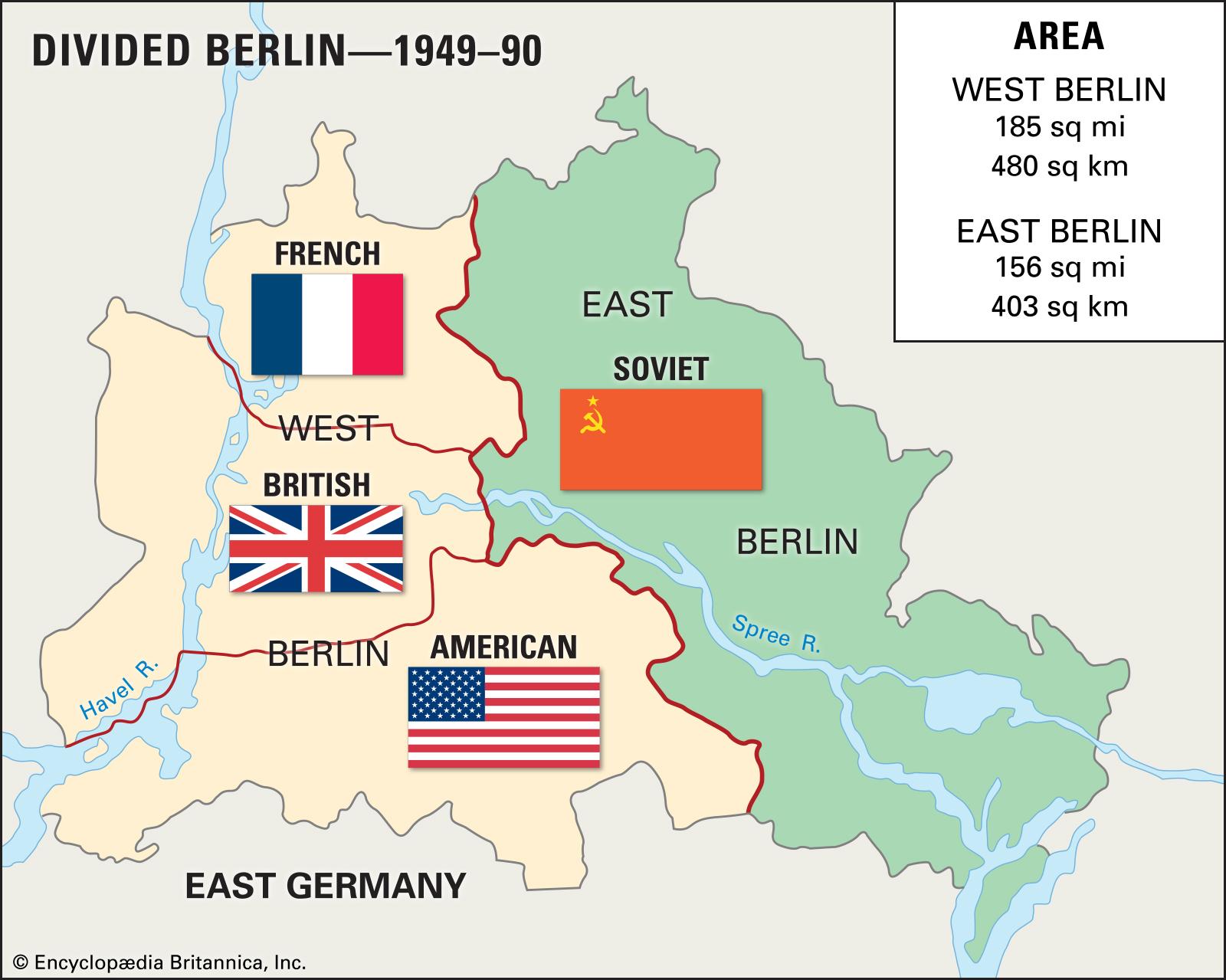 Berlino est a berlino ovest sulla mappa - Mappa di berlino est e