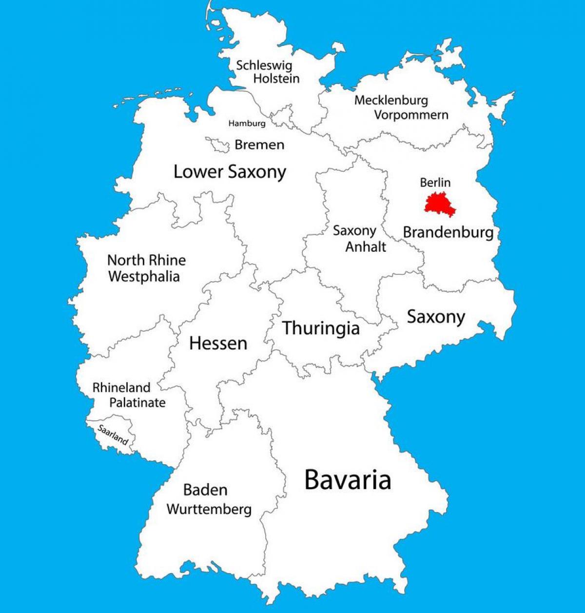 mappa della germania che mostra a berlino
