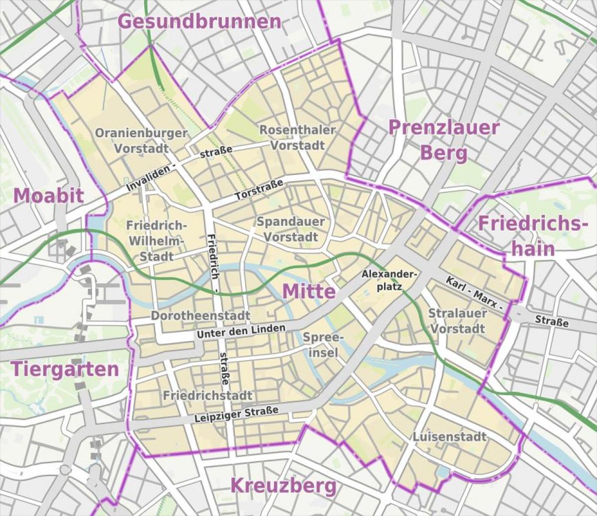Berlin mitte mappa - Mitte mappa di berlino (Germania)
