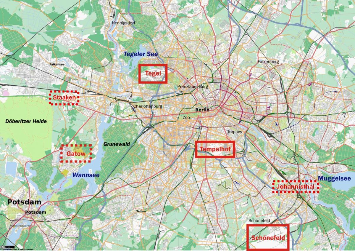 mappa degli aeroporti di berlino, germania