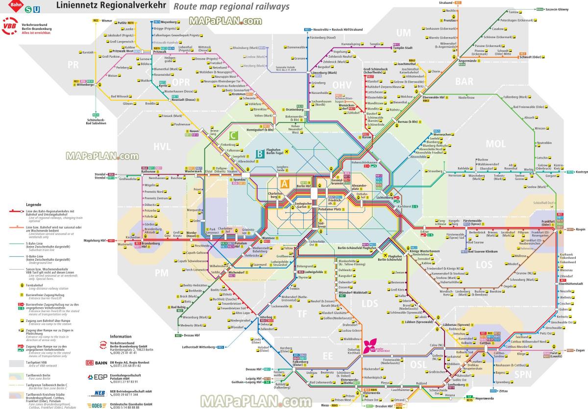 mappa di berlino treno regionale 